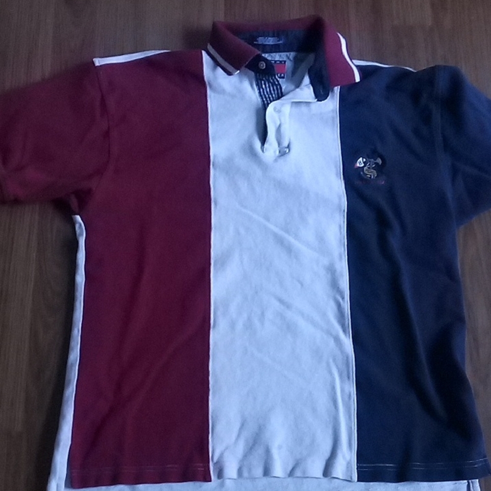Tommy Hilfiger Red and White Polo Shirt Classic Style